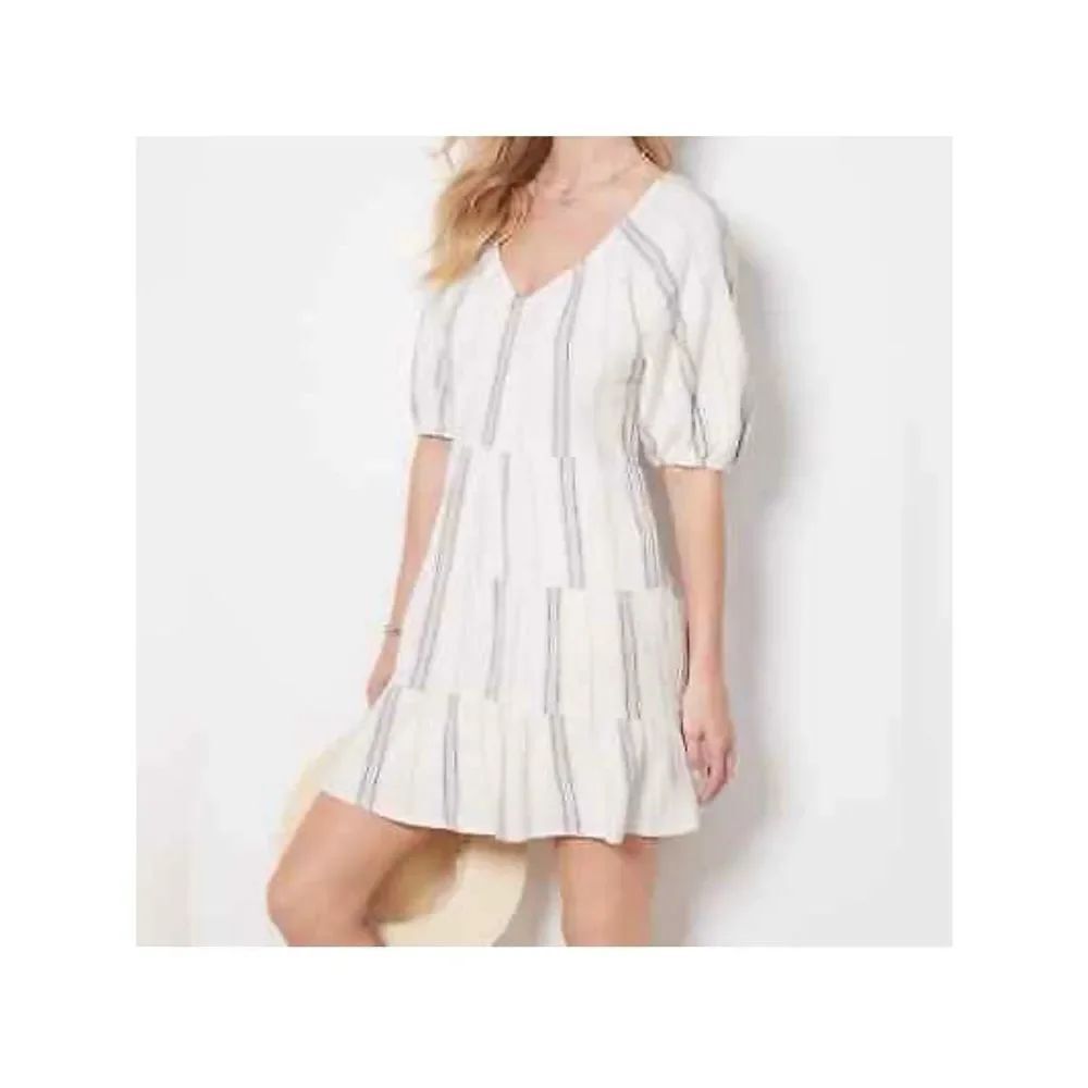 Evereve Alexia Cotton Gauze Tiered Minidress Pockets Size Small